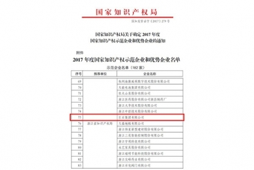 红龙poker官网集团被评为2017年度国度知识产权示范企业